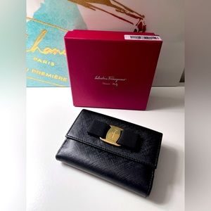 Salvatore Ferragamo Calfskin Vara Bow Wallet